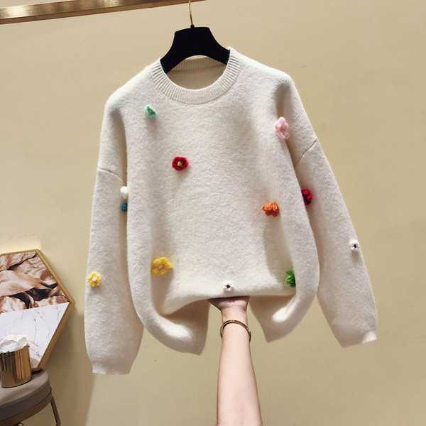 NOU Pulover de iarnă de damă modern cu element 3D în mai multe culori