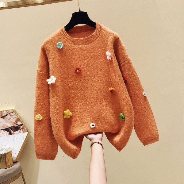 NOU Pulover de iarnă de damă modern cu element 3D în mai multe culori