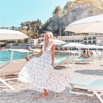 Lezser női hosszú ruha, fehér színben, strandra való