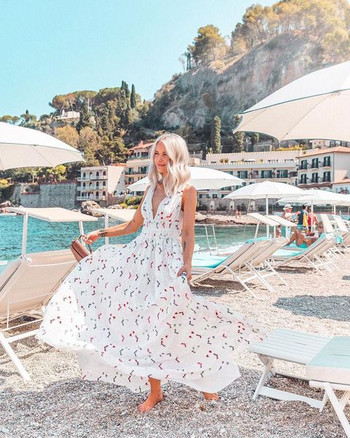 Lezser női hosszú ruha, fehér színben, strandra való