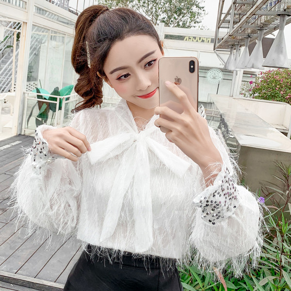 Bluză de damă modernă în trei culori cu paiete