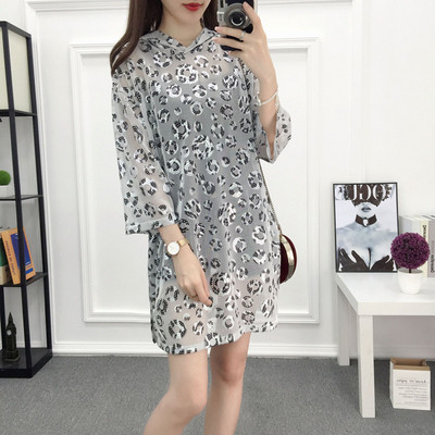 Rochie casual de dama in doua culori cu gluga