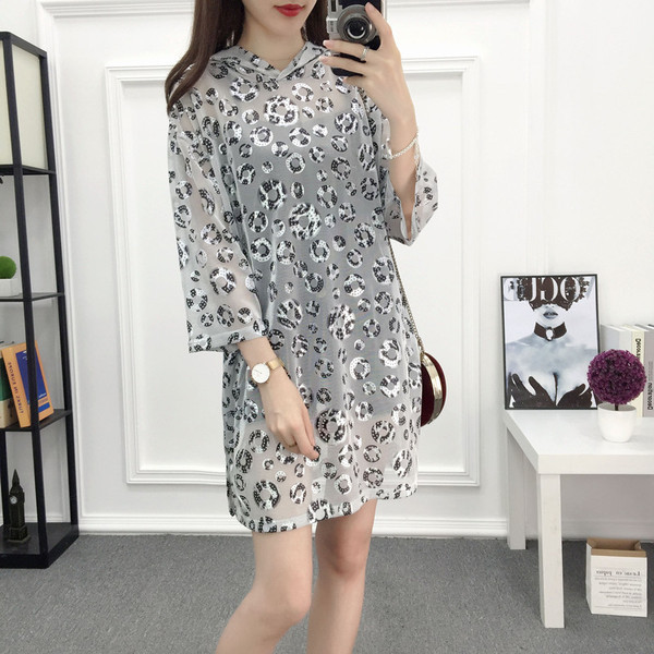 Rochie casual de dama in doua culori cu gluga