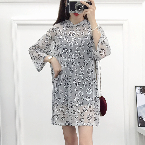 Rochie casual de dama in doua culori cu gluga