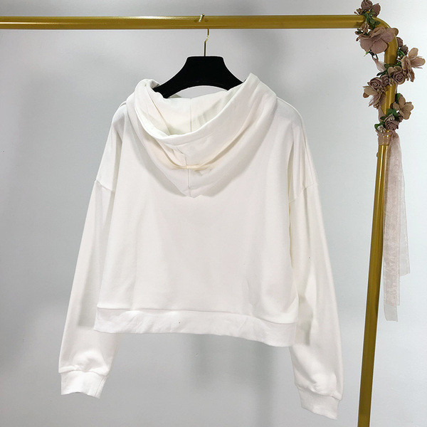 Hanorac scurt de damă, cu glugă și cravate