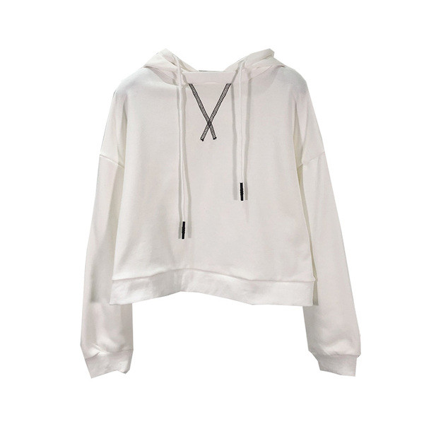 Hanorac scurt de damă, cu glugă și cravate