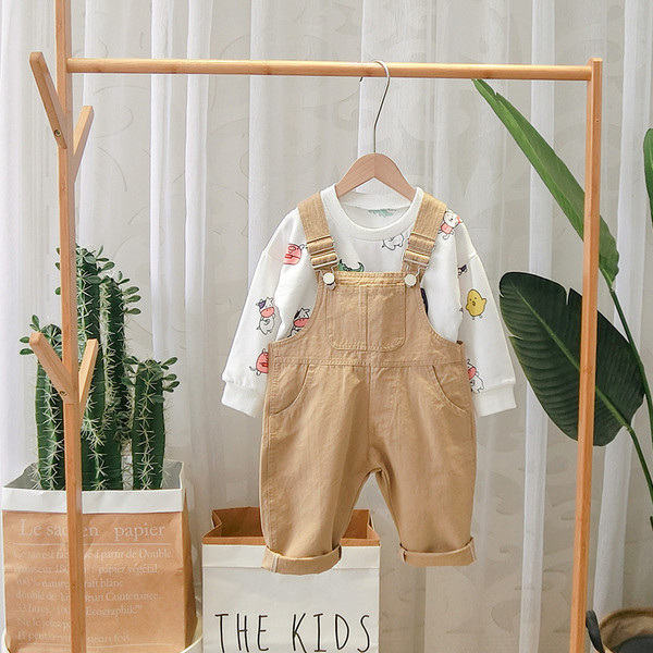 Model nou de salopete pentru copii pentru baieti in verde si maro