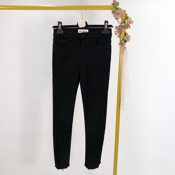 Blugi de dama in albastru si negru cu talie inalta - model slim