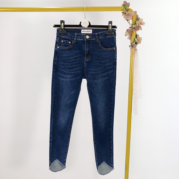 Blugi de dama in albastru si negru cu talie inalta - model slim