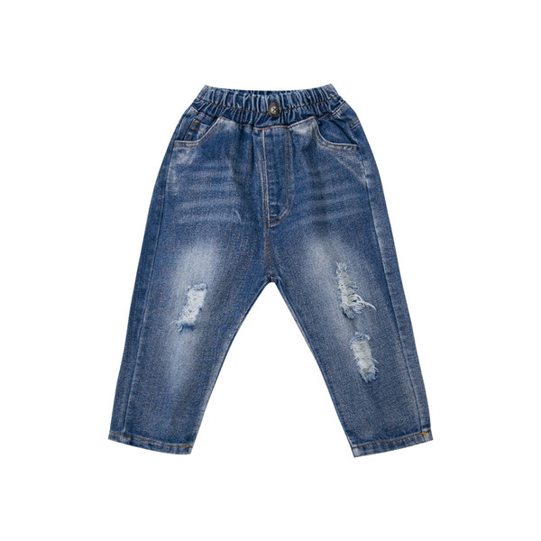 Blugi moderni pentru copii cu motive rupte in albastru