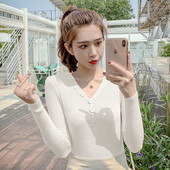 Bluză casual de damă cu decolteu în V în patru culori