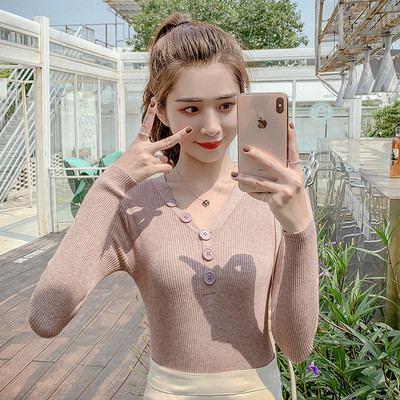 Bluză casual de damă cu decolteu în V în patru culori