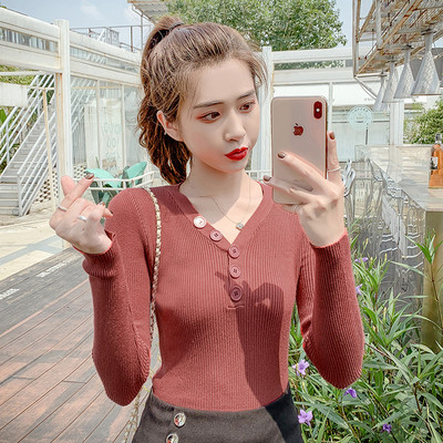 Bluză casual de damă cu decolteu în V în patru culori