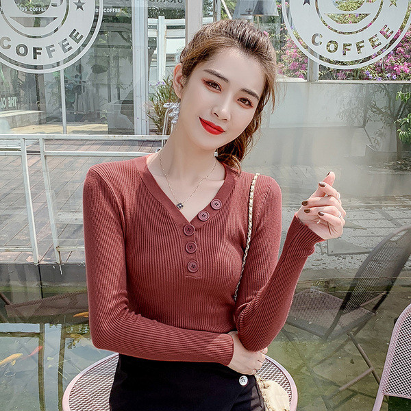 Bluză casual de damă cu decolteu în V în patru culori