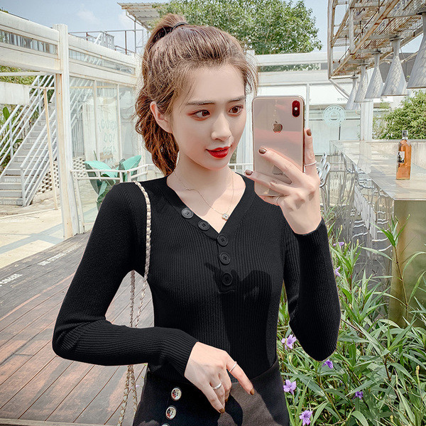 Bluză casual de damă cu decolteu în V în patru culori