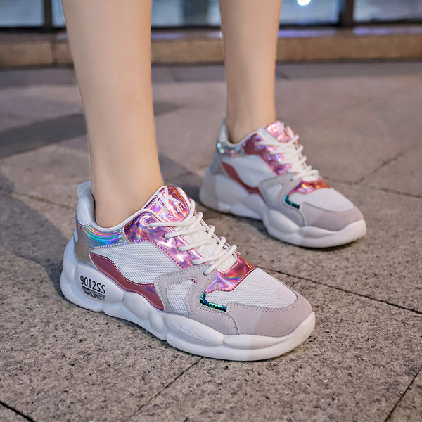 Adidasi de dama starter cu talpa inalta in trei culori