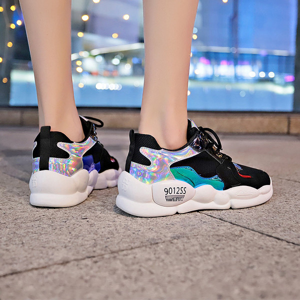 Adidasi de dama starter cu talpa inalta in trei culori