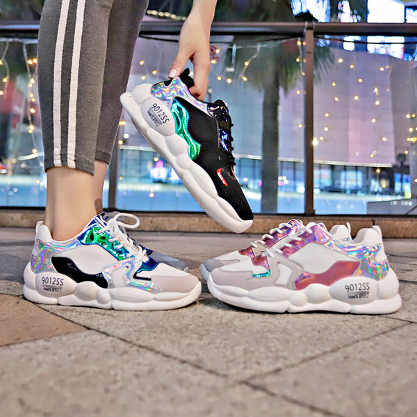 Adidasi de dama starter cu talpa inalta in trei culori