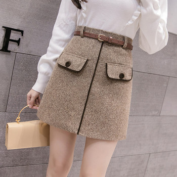 Stílusos női szoknya két színben, gombokkal és magas derékkal