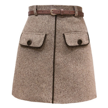 Stílusos női szoknya két színben, gombokkal és magas derékkal