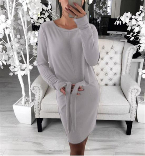 Rochie casual de dama cu maneci lungi si cravate in trei culori