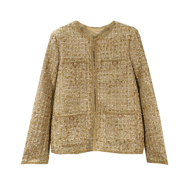 Női elegáns barna kabát és zsebek