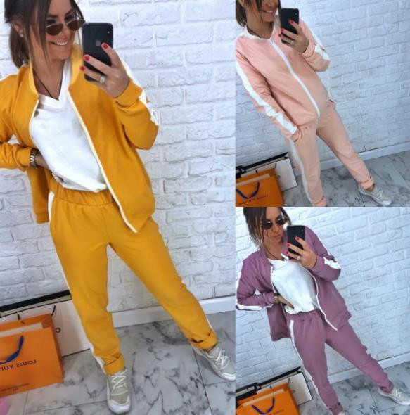 Set dama sport-casual cu bordura alba in mai multe culori