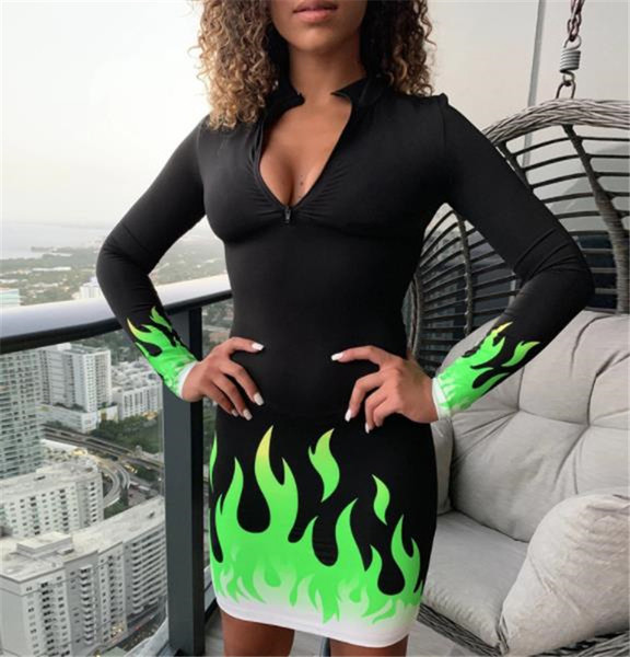 Modern női ruha cipzárral több színben