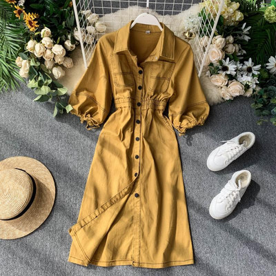 Rochie casual dama cu nasturi si maneci 3/4 in mai multe culori