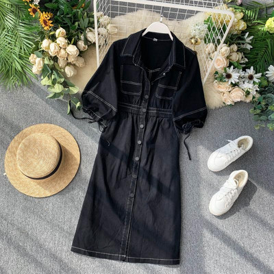 Rochie casual dama cu nasturi si maneci 3/4 in mai multe culori