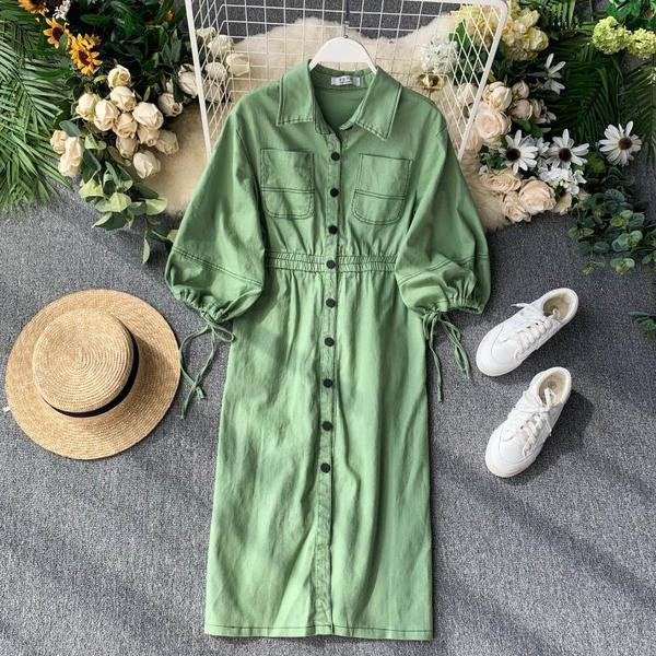 Rochie casual dama cu nasturi si maneci 3/4 in mai multe culori