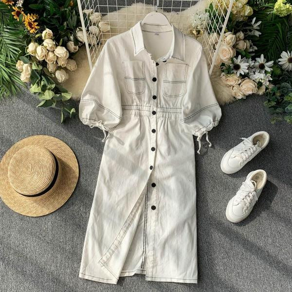 Rochie casual dama cu nasturi si maneci 3/4 in mai multe culori