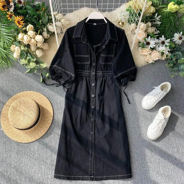 Rochie casual dama cu nasturi si maneci 3/4 in mai multe culori