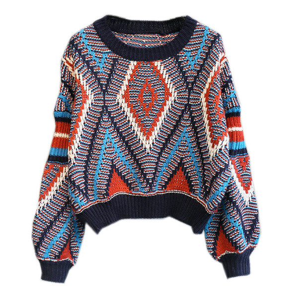 Pulover de iarnă de damă cu decolteu în formă de O