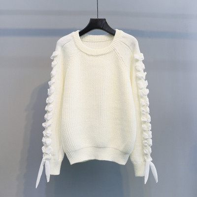 Pulover de iarnă de damă cu legături la mânecă în mai multe culori