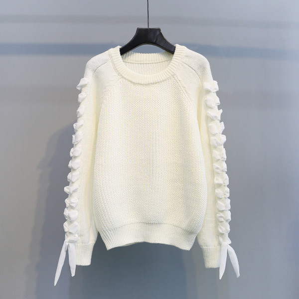 Pulover de iarnă de damă cu legături la mânecă în mai multe culori