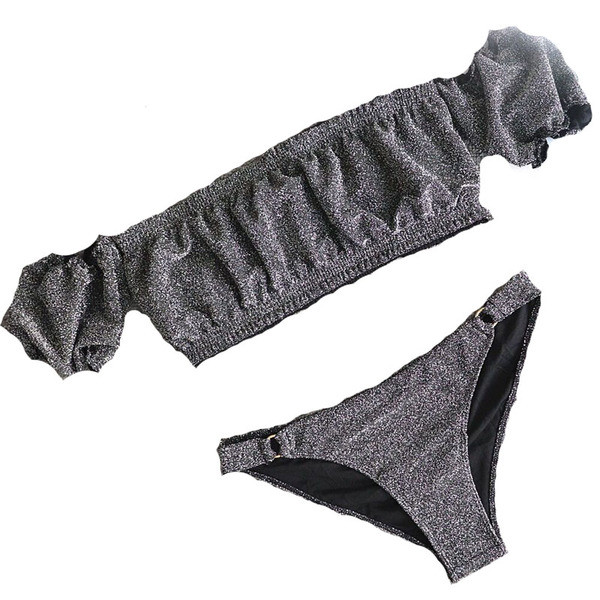 Costum de baie elegant din două piese, cu efect strălucitor