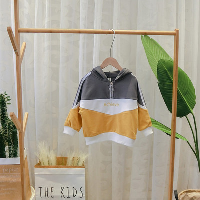 Modern gyerek pulóver fiúknak cipzárral és kapucnival több színben