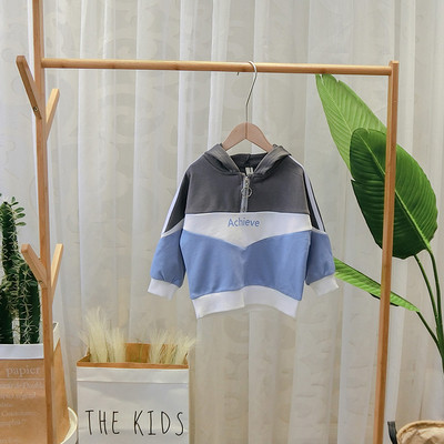 Modern gyerek pulóver fiúknak cipzárral és kapucnival több színben