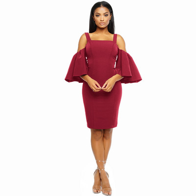 Elegáns női ruha csupasz váll és leesett ujjú több színben