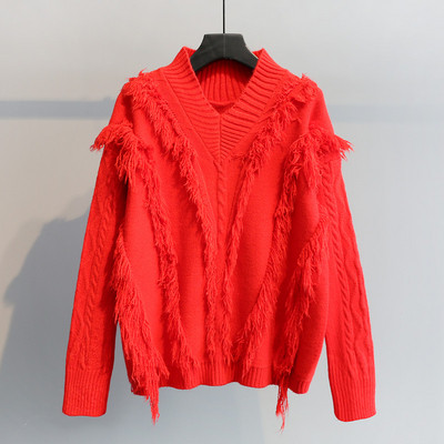 Aktuális női pulóver V-nyakkal, öt színben