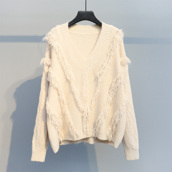 Aktuális női pulóver V-nyakkal, öt színben