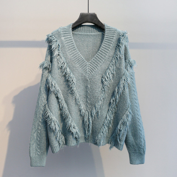 Aktuális női pulóver V-nyakkal, öt színben