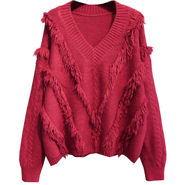 Aktuális női pulóver V-nyakkal, öt színben