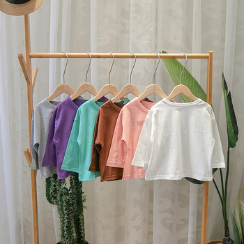 Ежедневна детска блуза с О-образно деколте и апликация в няколко цвята