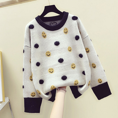 Három színben hímzéssel ellátott női téli pulóver