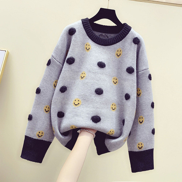 Három színben hímzéssel ellátott női téli pulóver