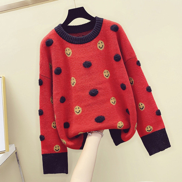 Három színben hímzéssel ellátott női téli pulóver