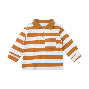 Μια μοντέρνα παιδική ριγέ μπλούζα με κλασικό γιακά και κουμπιά - δύο χρώματα