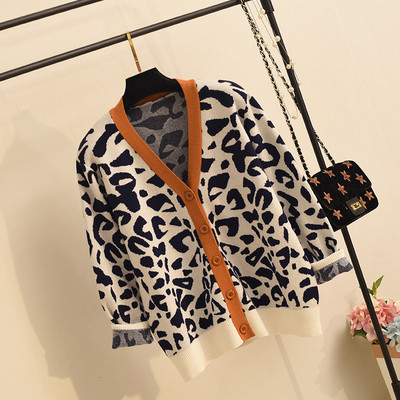 Μοντέρνα γυναικεία ζακέτα V-Neck σε σχέδιο Leopard σε πολλαπλά χρώματα